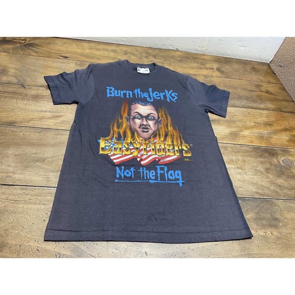Vintage Easy Rider Shirt Burn The Jerks Not The Flag Small Single Stitch